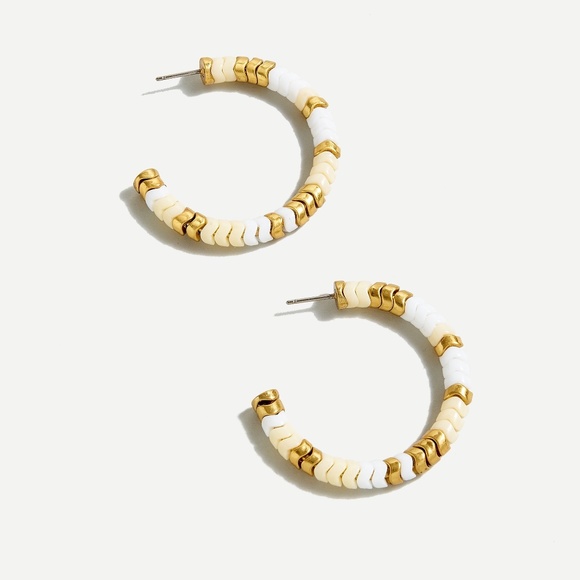 J. Crew Jewelry - New JCREW Stacked Zigzag Bead Hoop Earrings